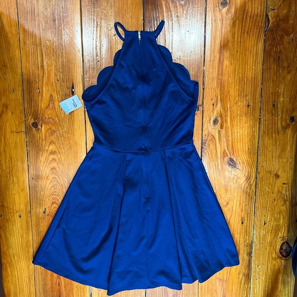 Charlotte Russe Women's Navy Blue Scalloped Skater Dress Size M - Picture 3 of 14